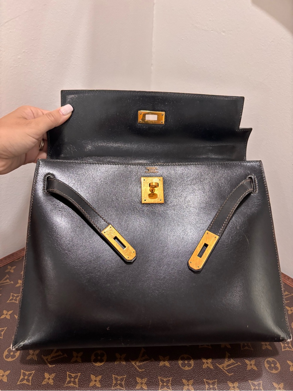 Authentic HERMES Vintage 1989 KELLY 32 black box leather - Picture 3 of 16